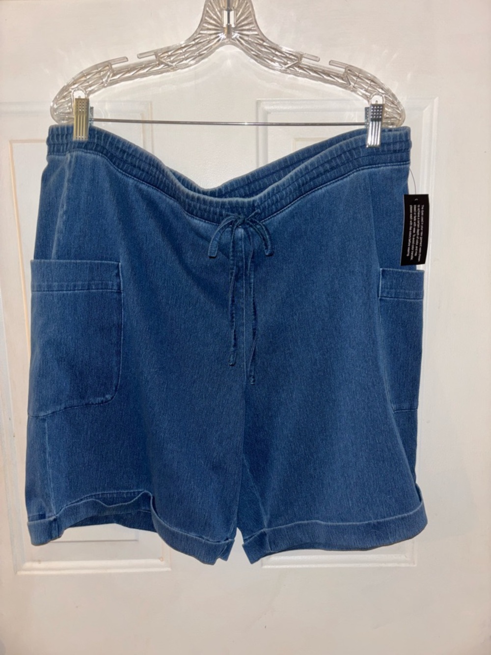 d&Co Blue Jean Drawstring Shorts with Patch Pockets